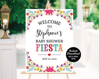 Fiesta Baby Shower Welcome Sign Template, Editable Fiesta Baby Shower Welcome Baby Shower Sign, Mexico Shower Sign, Printable