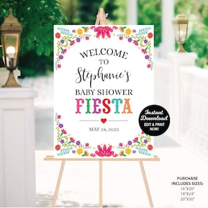 Fiesta Baby Shower Welcome Sign Template, Editable Fiesta Baby Shower Welcome Baby Shower Sign, Mexico Shower Sign, Printable