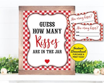 Guess How Many Kisses Game, I do BBQ Game, Candy Guessing Game, I Do BBQ Activity Printable, Couples Engagement Party, BBQ Bridal Shower