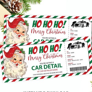 Editable Car Detailing Christmas Gift Certificate, Car Detail Surprise Gift Voucher, Last Minute Gift Ticket Corjl Template