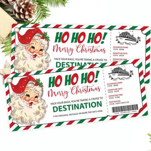 Editable Cruise Ticket, Santa Cruise Ship Ticket Printable, Christmas Surprise Trip Ticket, Cruise Boarding Pass Christmas Gift Present