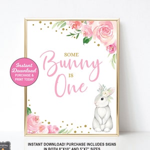 Some Bunny is One Sign, Bunny 1st Birthday Sign, Girl 1st Birthday, Spring Birthday, First Birthday Sign, Printable