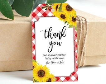 BBQ Baby Shower Favor Tags, Baby Q Thank you Tags, Editable BBQ Favor Label, Bbq Birthday Favor, I Do Bbq Favor, Printable Sunflower Tag
