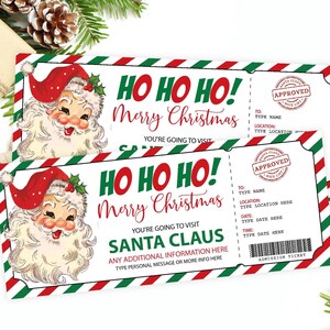 Surprise Santa Visit Ticket, Santa's Grotto Gift Certificate, Editable Photo with Santa Gift Card Christmas Present Printable Corjl Template