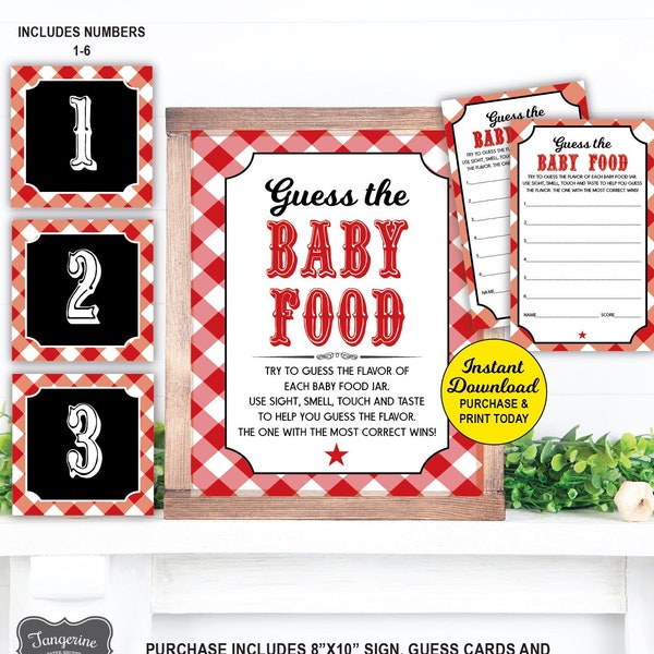 Baby Food Game, Baby Q Guess the Baby Jar Food, BBQ Baby Shower Game, Co-ed Baby Shower Game, Baby Shower Activity, Printable Game
