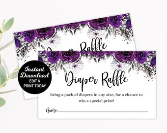 Diaper Raffle Ticket, Halloween Baby Shower Diaper Request Cards, Halloween A Baby Is Brewing Diaper Request, Printable Card Insert