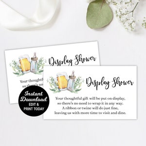 Display Shower Card, A Baby is Brewing Display Shower Insert, No Gift Wrap Request, Beer Baby Shower, Printable