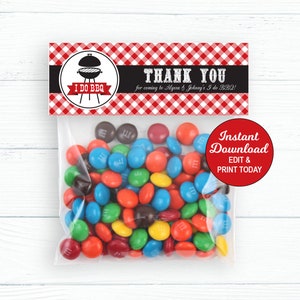 I Do BBQ Treat Bag Toppers, I Do BBQ Party Favors, Favor Bag Label, BBQ Engagement, Bridal Shower, Printable Label