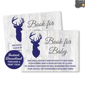 Little Buck Baby Shower Book Request Cards, Book Insert Card, Deer Shower Book Request Cards,  Printable PDF File, INSTANT DOWNLOAD
