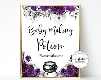 Halloween Baby Making Potion Sign, Halloween A Baby is Brewing Drink Sign, Halloween Baby Shower Decoration, Baby Making Potion Favor