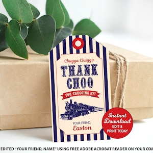 Train Favor Tags, Train Thank You Tags, Train Birthday Tags, Printable ...