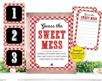 Guess the Sweet Mess Game, Baby Q Game Printable, BBQ Baby Shower Game, Co-ed Baby Shower Activity, Couples Baby Shower