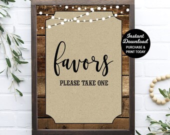 Favors Sign, Rustic Wood Bridal Shower, I do BBQ Engagement, Favor Table Sign, Couples Engagement, BBQ Bridal Shower, Printable