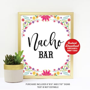 Fiesta Nacho Bar Sign, Fiesta Bridal Shower, Nacho Sign, Baby Shower Decor, Mexican Floral, Printable Sign