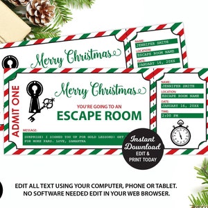 Escape Room Ticket bearbeitbar, Weihnachtsgeschenk, Überraschungsgeschenk Ticket, Erlebnis Geschenkkarte, Teenager Weihnachtsgeschenk, Geschenkgutschein