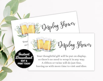 Display Shower Card, Brews Before I Dos Display Shower Insert, No Gift Wrap Request, Beer Engagement Shower, Bridal Shower, Printable