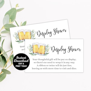 Beer Display Shower Card, Brews Before I Dos Display Shower Insert, No Gift Wrap Request, Beer Engagement Shower, Brewery Bridal Shower 0026