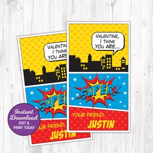 Superhero Valentine Printable, Kids Valentines, School Valentine, Toddler Valentines, Valentines Day Card , Super Friend Card
