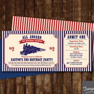 Train Birthday Invitation, Train Invitation, Train Party, Vintage Train Ticket Invitation, Printable Invitation