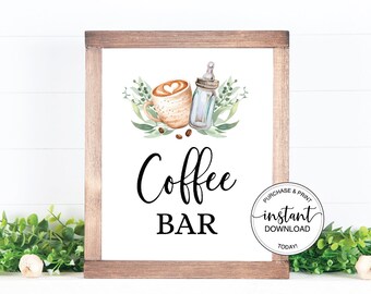 Coffee Baby Shower Coffee Bar Sign A Baby is Brewing Decoration Greenery Gender Neutral Instant Download