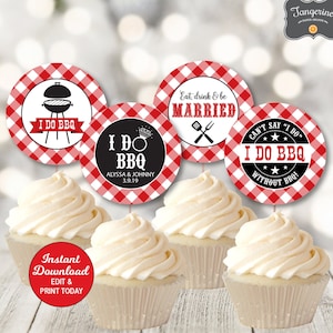 I Do BBQ Cupcake Toppers, I Do BBQ Decorations, I Do BBQ Couples Shower, I do Bbq Engagement Party, Printable Cupcake, Instant Download