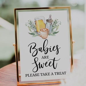 Babies Are Sweet take a Treat Sign A Baby is Brewing Beer Coffee Baby Shower, Dessert Table Sign Coffee Baby Shower Decoration 0034