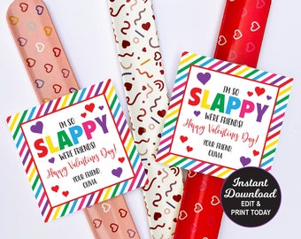 Slap Bracelet Valentines Day Card, Kids Valentine Card, School Valentines Cards, Printable Valentine, Valentine Tag, Instant Download