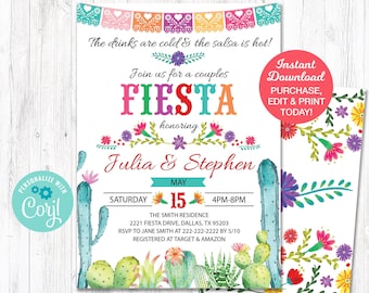 Fiesta Engagement Invitation, Fiesta Bridal Shower Invitation, Fiesta Couples Shower, Cactus Shower Invitation, Printable INSTANT DOWNLOAD