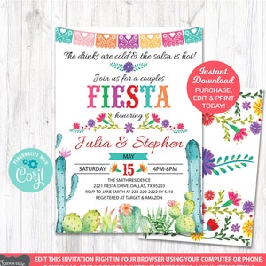 Fiesta Engagement Invitation, Fiesta Bridal Shower Invitation, Fiesta Couples Shower, Cactus Shower Invitation, Printable INSTANT DOWNLOAD