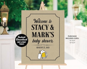 A Baby is Brewing Welcome Sign, Beer Baby Shower Sign, Coed Baby Shower Sign, Couples Baby Shower, Printable Sign, Baby Brewing Decoration