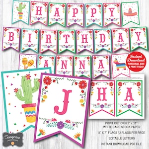 Fiesta Birthday Banner, Fiesta Banner, Fiesta Birthday Decorations, First Fiesta Banner, Editable INSTANT DOWNLOAD