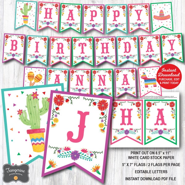 Fiesta Birthday Banner, Fiesta Banner, Fiesta Birthday Decorations, First Fiesta Banner, Editable INSTANT DOWNLOAD