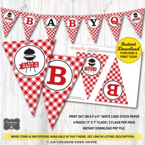 Baby Q Banner, BBQ Baby Shower Banner, Couples bbq Baby Shower,  Printable Pdf File,  INSTANT DOWNLOAD