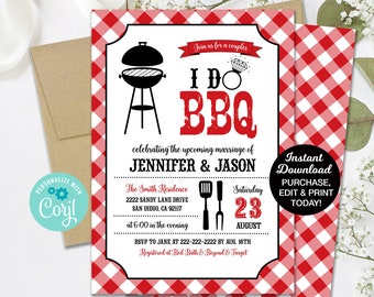 I Do BBQ Invitation, I Do BBQ Couples  Invitation, Bbq Engagement, I Do BBQ Bridal Shower Invitation, Printable Invitation, Editable