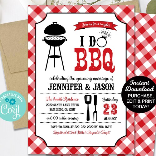 I Do BBQ Bridal Shower Invitation Couples Bridal Shower - Etsy