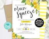 Lemon Bridal Shower Invitation, Lemonade Invitation, Engagement Party, Lemon Wedding Shower, Printable Invitation, Summer Bridal Shower Il_170x135