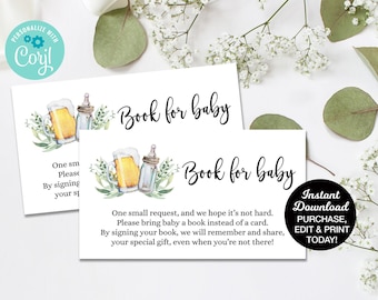 Book Request Card, A Baby is Brewing Book Request Ticket, Beer Book Request, Beer Baby Shower, Coed Baby Shower, Printable