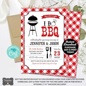 I Do BBQ Invitation, I Do BBQ Couples  Invitation, Bbq Engagement, I Do BBQ Bridal Shower Invitation, Printable Invitation, Editable
