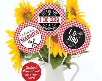 I Do BBQ Centerpieces, BBQ Wedding Shower Centerpiece, Couples Engagement, BBQ Bridal Shower, Summer Wedding Shower, Editable, Printable