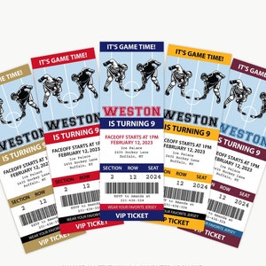 Editable Hockey Birthday Invitation Ticket, Hockey Party Invite Sports Birthday Printable Corjl Template INSTANT DOWNLOAD
