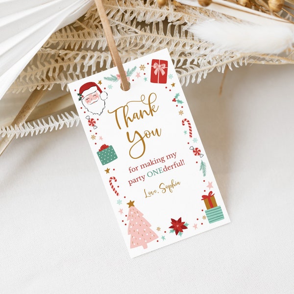 Christmas Birthday Thank You Tag Cute Winter Birthday Favor Tag Editable Oh What Fun Christmas Birthday Party 1st Birthday Party 0008