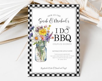 I Do BBQ Invitation, I Do BBQ Engagement Party Invite, BBQ Couples Shower Bridal Shower Rehearsal Dinner Invitation Corjl Template