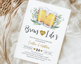 Editable Brews Before I Dos Invitation, Brewery Engagement Party Invite, Beer Bridal Shower Coed Wedding Shower Bachelorette Printable 0026