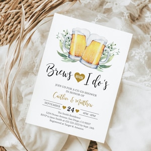 Editable Brews Before I Dos Invitation, Brewery Engagement Party Invite, Beer Bridal Shower Coed Wedding Shower Bachelorette Printable 0026