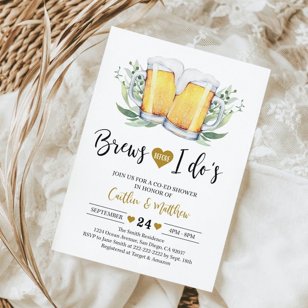 Brews Before I Do Invitation, I Do Coed Wedding Shower, Couples Shower Invitation, Beer Engagement, Editable Invitation, Printable