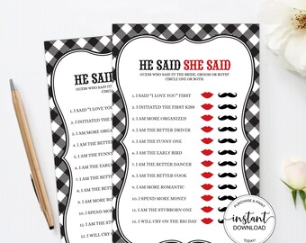I do BBQ Game, BBQ He Said She Said Game, Couples Wedding Shower Games, I Do BBQ Bridal Shower Game Printable, Instant Download