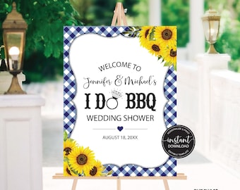 I Do BBQ Welcome Sign, BBQ Engagement Welcome Sign, Couples Engagement Welcome Poster Template, Summer Wedding Shower Yard Sign Printable