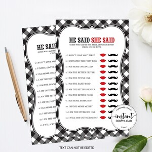 I do BBQ Game, BBQ He Said She Said Game, Couples Wedding Shower Games, I Do BBQ Bridal Shower Game Printable, Instant Download