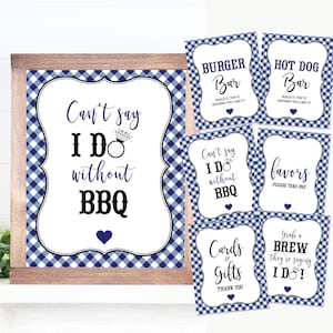 I Do BBQ Sign Package BBQ Engagement Party Bundle Favor Sign Burger Bar Hot Dog Gift Beer Sign Navy Blue Instant Download
