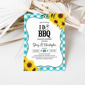 Editable I Do BBQ Invitation Turquoise, BBQ Bridal Shower Invite, Rehearsal Dinner, Backyard Engagement, Printable Wedding Shower